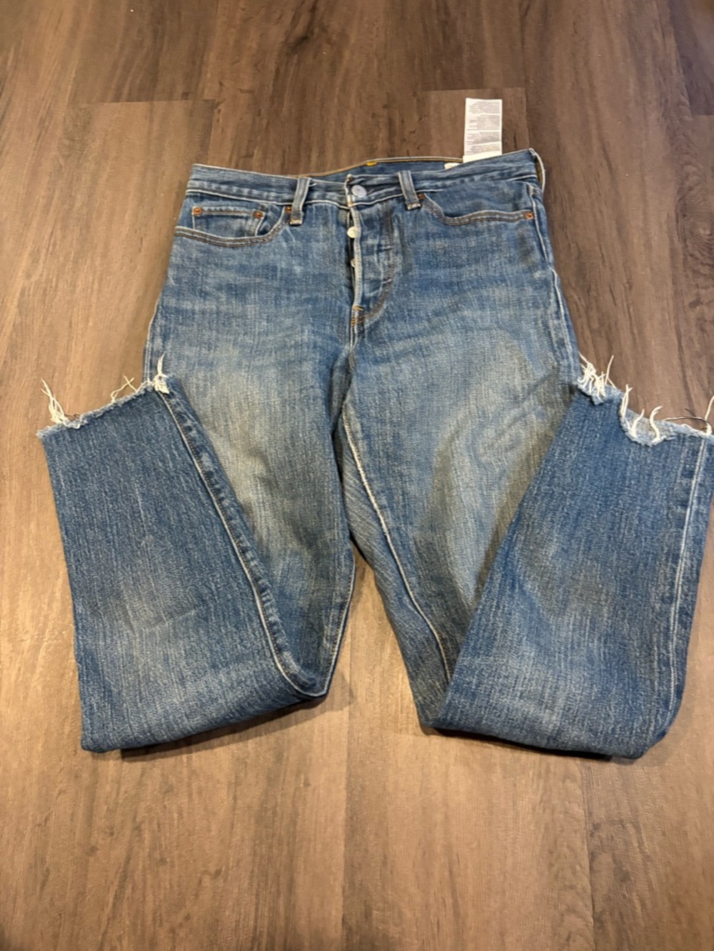 Levi's Distressed Boyfriend Jeans in Blue Wash